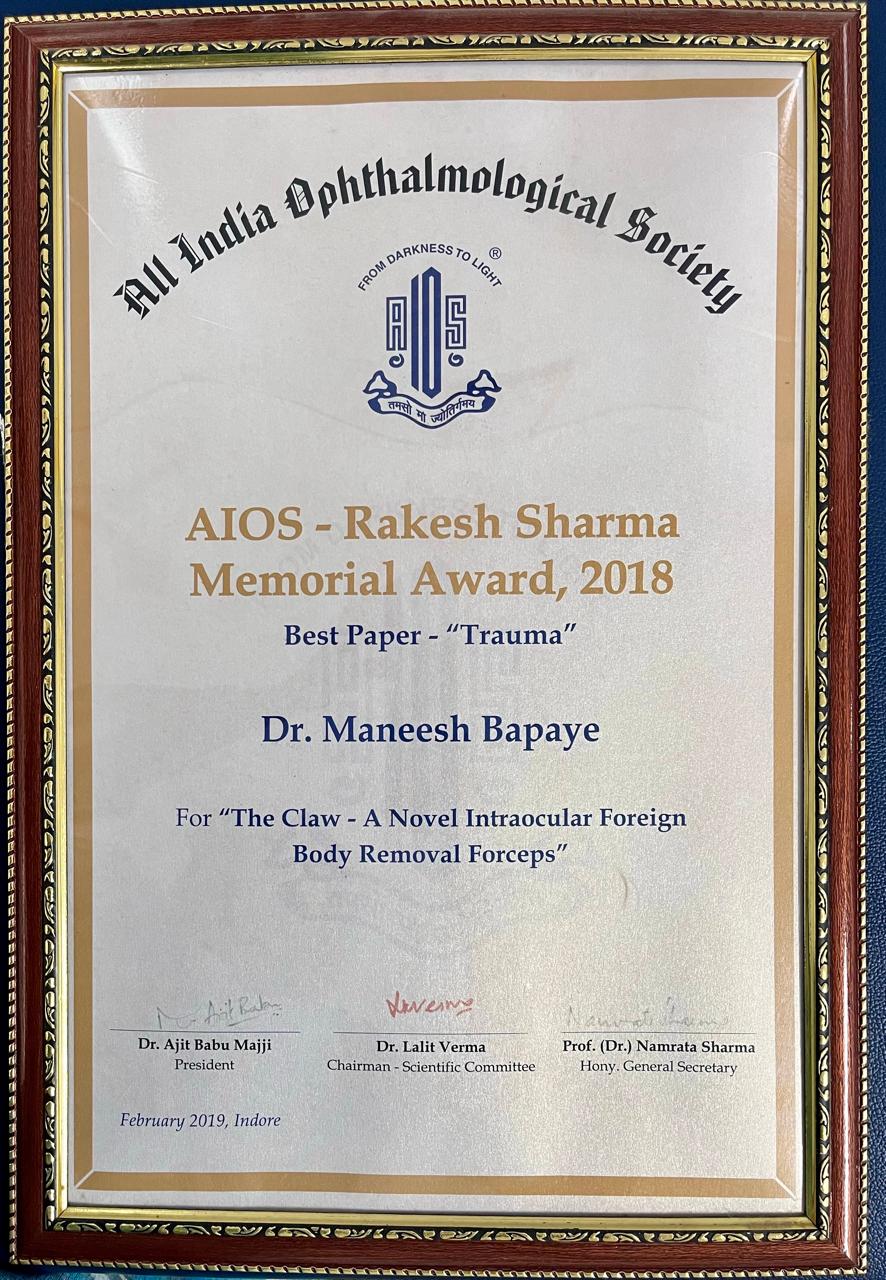 NEWS, CERTIFICATES & AWARDS — Bapaye Eye Hospital, Nashik
