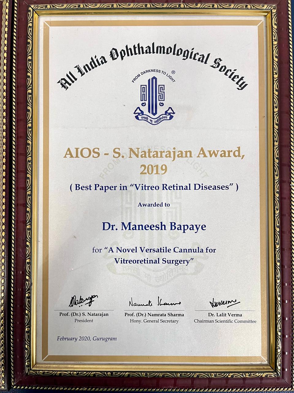 NEWS, CERTIFICATES & AWARDS — Bapaye Eye Hospital, Nashik